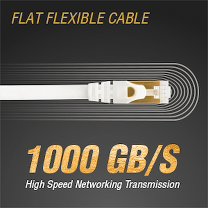VolkanoX Giga Series Cat 7 Ethernet Cable 5m - White, Gold Tips | VK-20065-WT