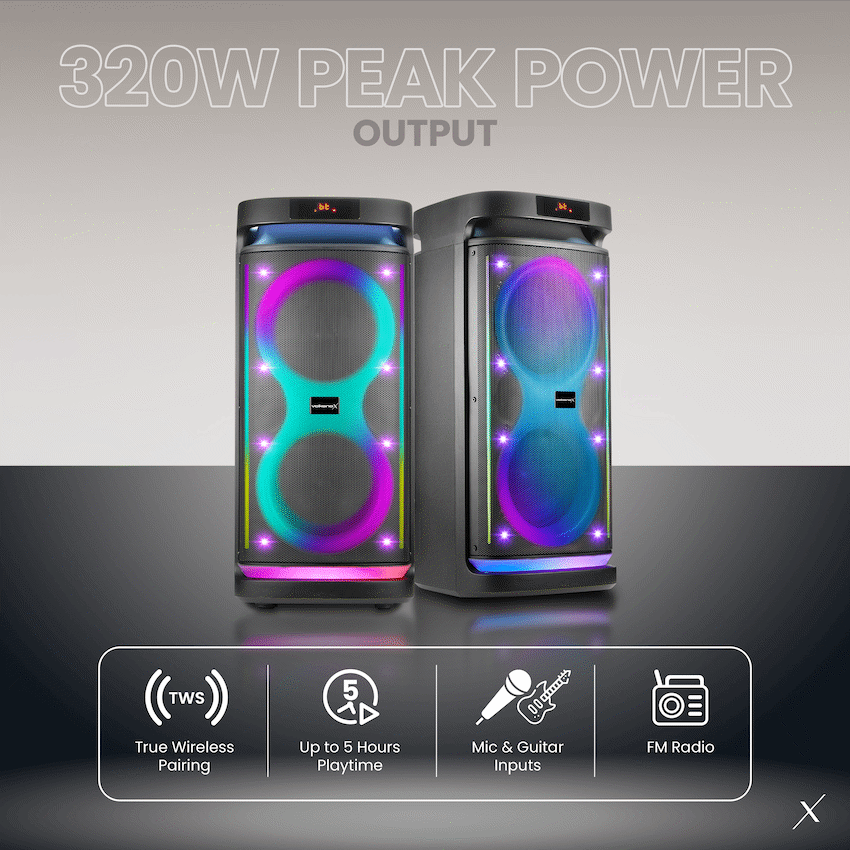 VolkanoX Paramount Series 8" Bluetooth Party Speaker - 80w | VK-3140-BK