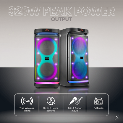 VolkanoX Paramount Series 8" Bluetooth Party Speaker - 80w | VK-3140-BK