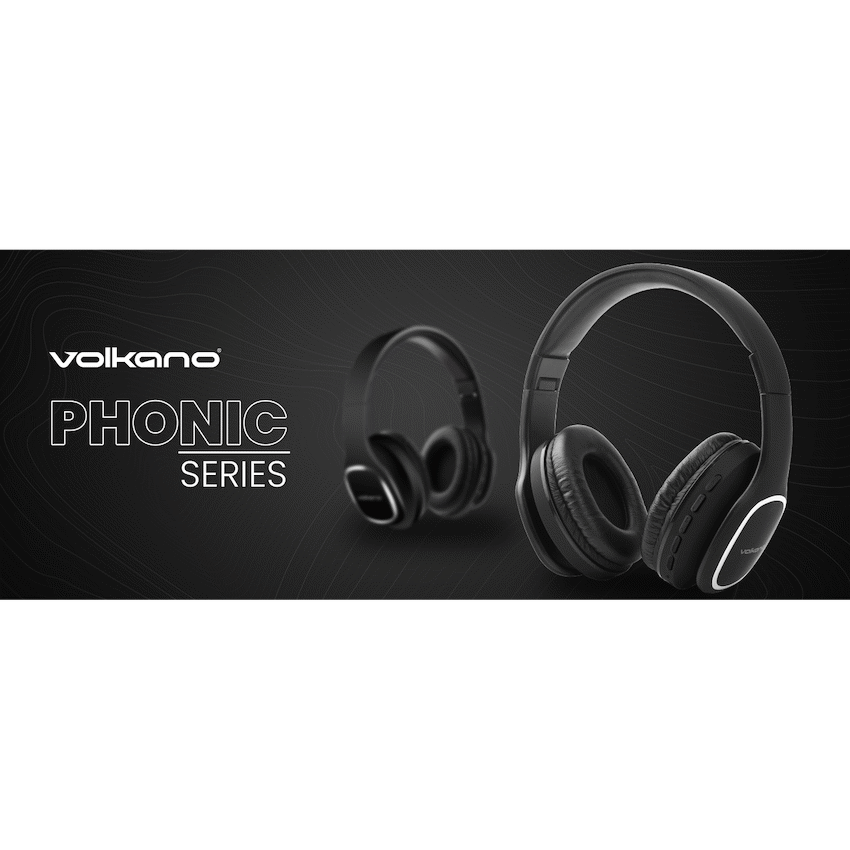 Volkano Phonic Series Bluetooth Full Size Headphones - Black | VK-2002-BK