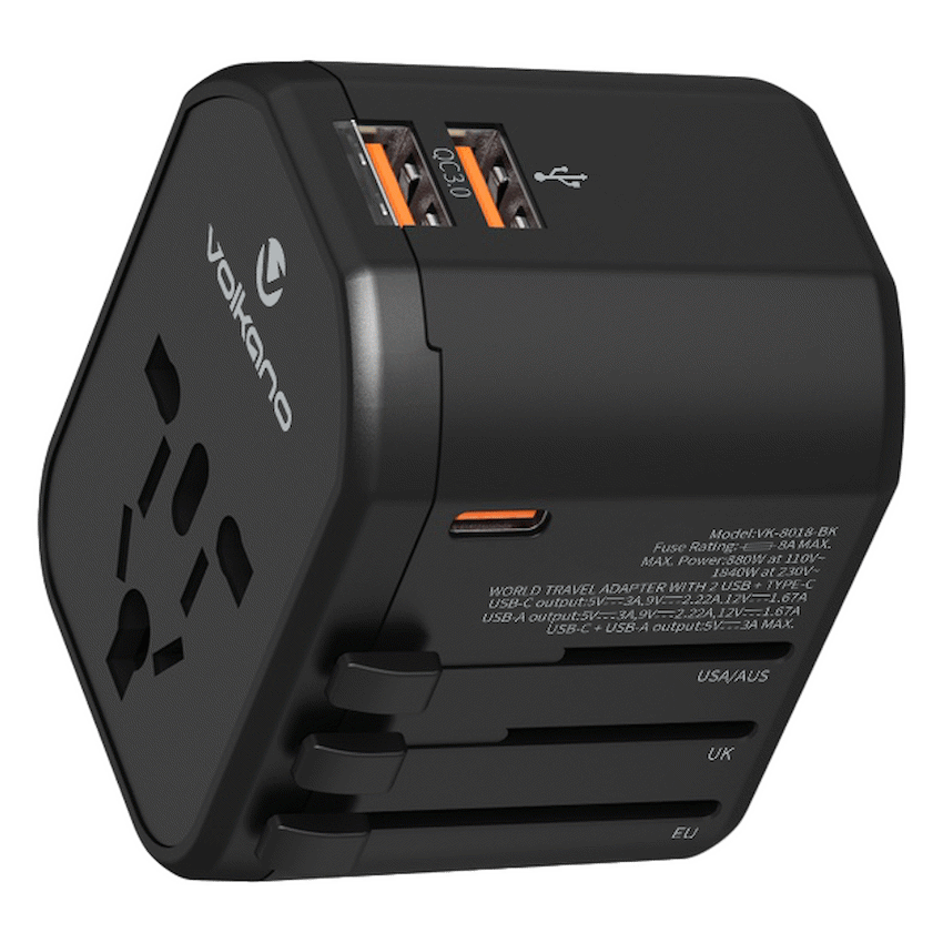 Volkano Worldwide Series Travel Adapter PD 25w + QC | VK-8018-BK[V2]