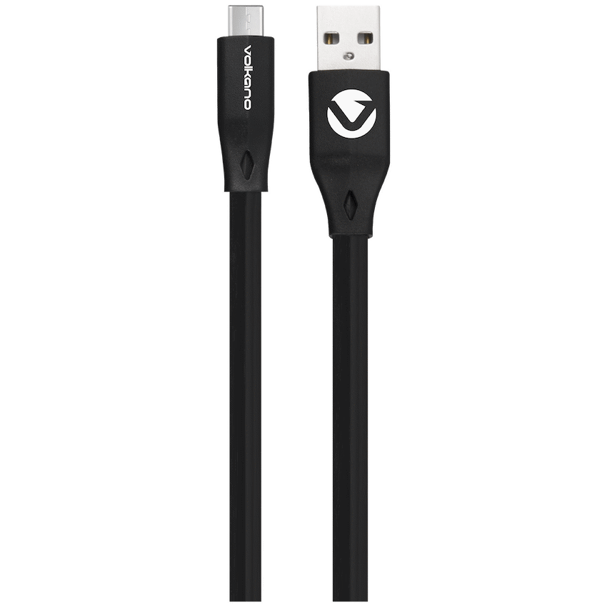 Volkano Slim Series Flat PVC Type-C Cable 1.2m - Black | VK-20085-BK