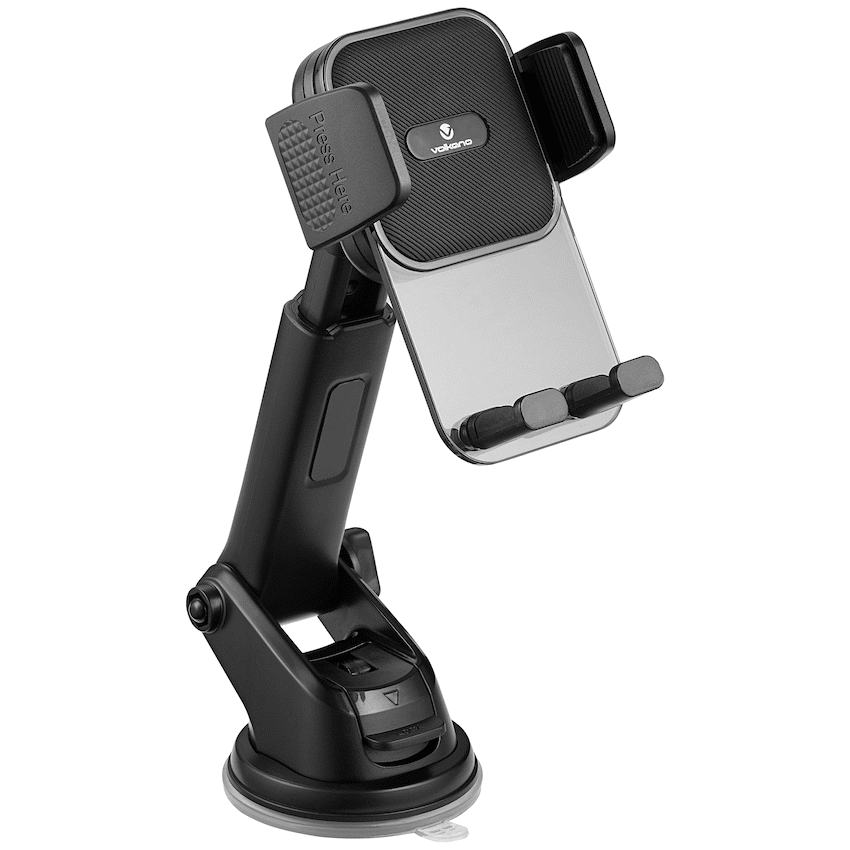 Volkano Secure Series Car Vent, Dash & Windshield Mount Phone Holder - Black | VK-5306-BK