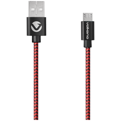 Volkano Braids Series Nylon Braided Micro USB Cable 1.2m - Black & Red | VK-20102-BKRD