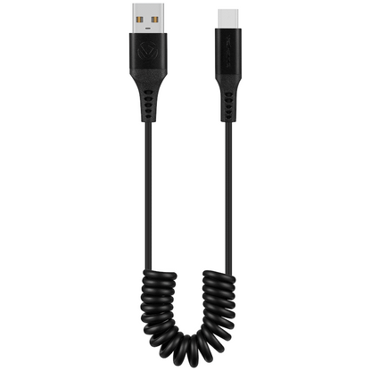 Volkano Helix Series Coiled 1m Charging Cable USB-A To USB-C 60W - Black | VK-20376-BK