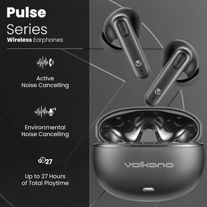 Volkano Pulse Series True Wireless Earphones with Charging Case - Black | VK-1164-BK