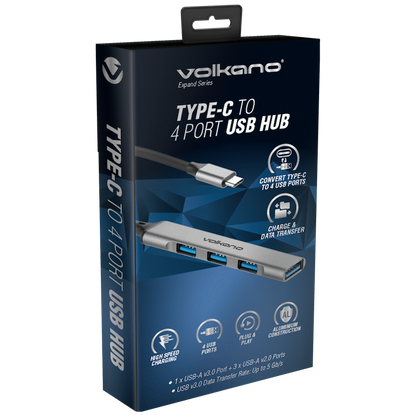 Volkano Expand Series Type-C to 4-Port USB Hub | VK-20226-CH