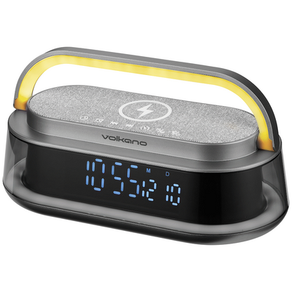 Volkano Awaken Series Alarm Clock with Wireless Charging and Speaker | VK-3129-GR