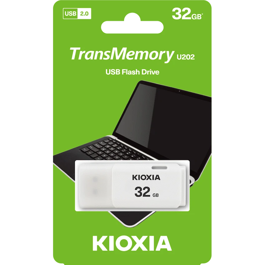 Kioxia TransMemory U202 32GB USB 2.0 Type-A Flash Drive (White) | LU202W032GG4