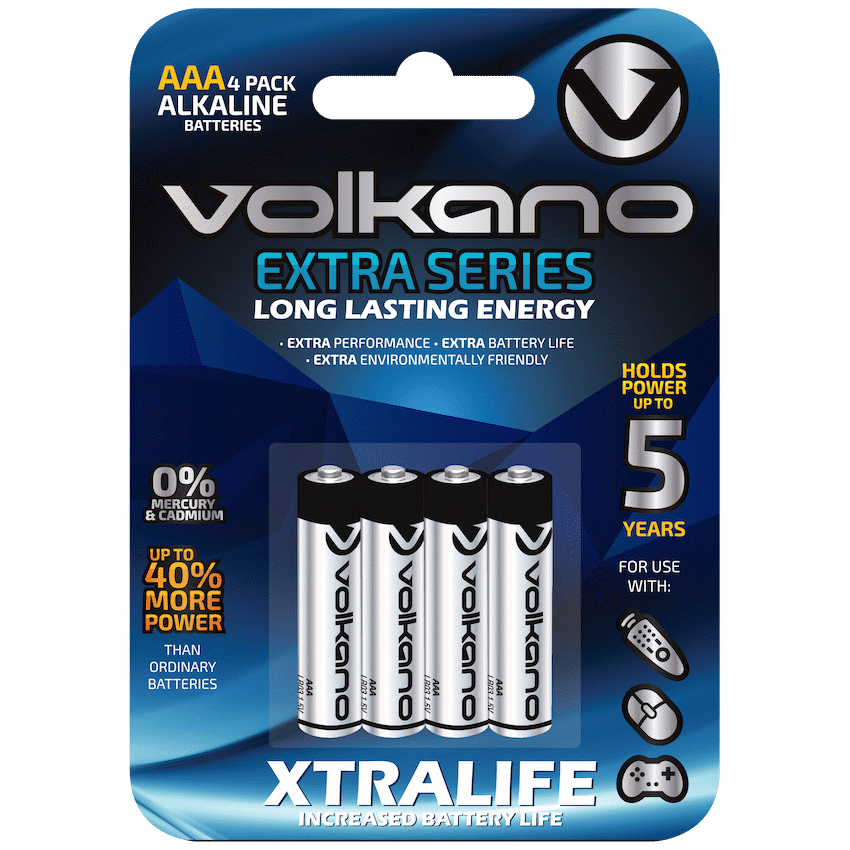 Volkano Extra series Alkaline Batteries AAA pack of 4 | VK-8101-BL