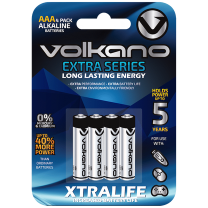 Volkano Extra series Alkaline Batteries AAA pack of 4 | VK-8101-BL
