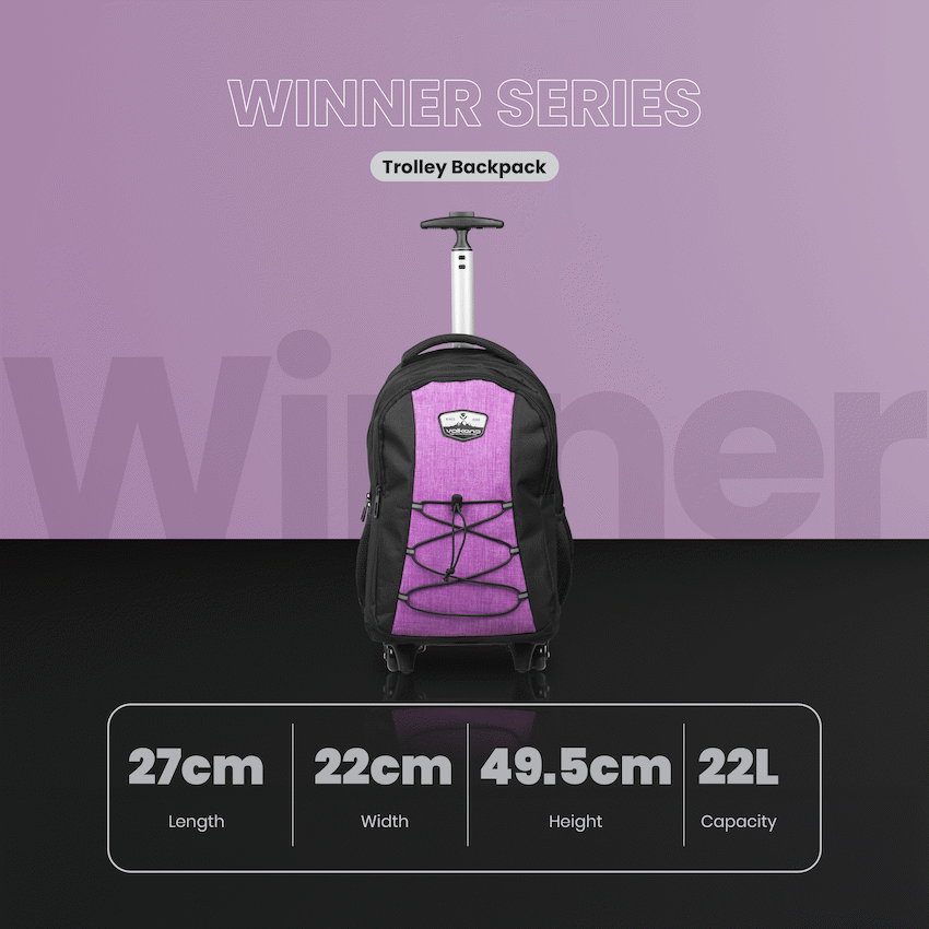 Volkano Winner Trolley Backpack 22L Pink | VK-9150-PK