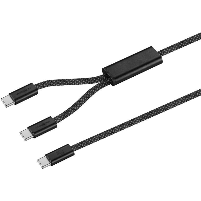 Volkano Weave Series USB C to 2 USB C 100W 1.5m | VK-30238-BK