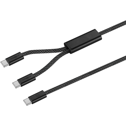 Volkano Weave Series USB C to 2 USB C 100W 1.5m | VK-30238-BK