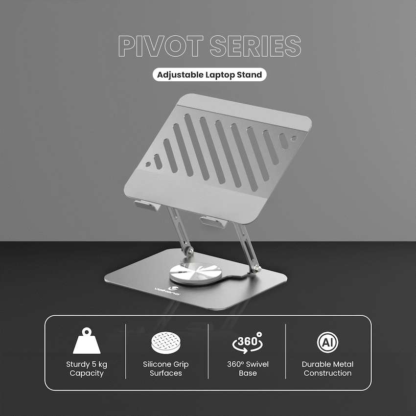 Volkano Pivot Multifunctional Swivel Adjustable Aluminium Laptop Stand | VK-8149-SL