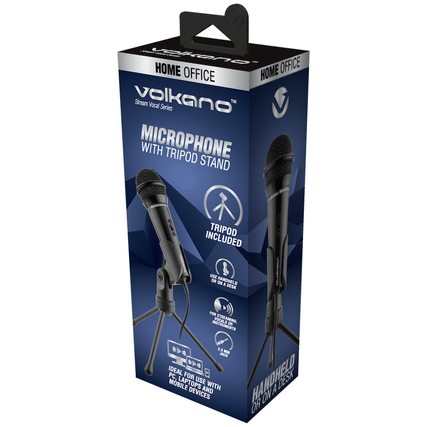 Volkano Stream Vocal Microphone with Tripod, Aux | VK-6519-BK