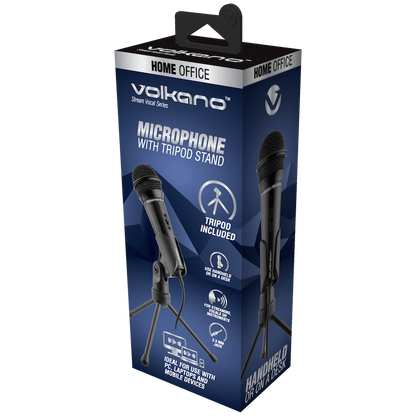 Volkano Stream Vocal Microphone with Tripod, Aux | VK-6519-BK