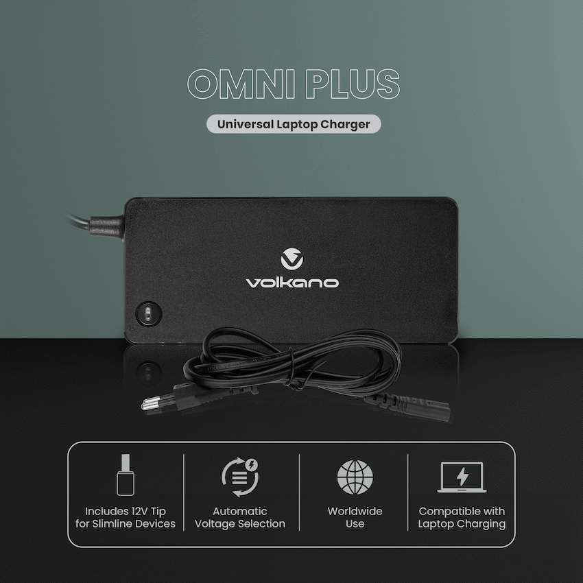 Volkano Omni Plus Universal 70W laptop charger with 12V out | VK-8047-BK