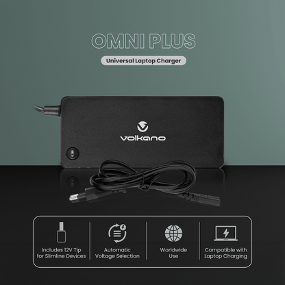 Volkano Omni Plus Universal 70W laptop charger with 12V out | VK-8047-BK