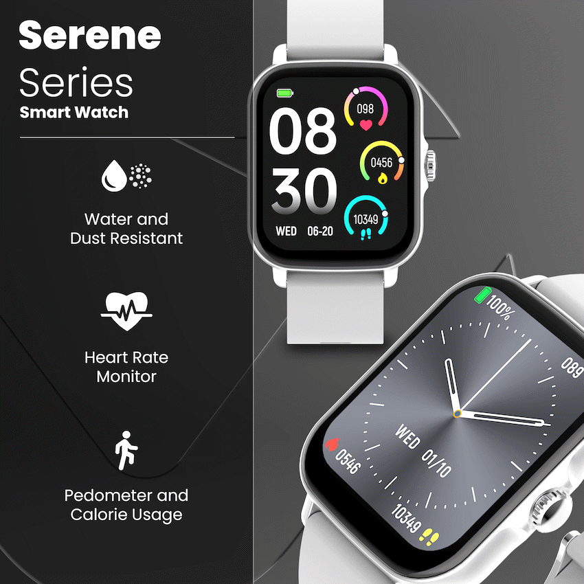 Volkano Active Tech Serene series Watch with heart rate monitor - Silver | VK-5072-SL[V2]