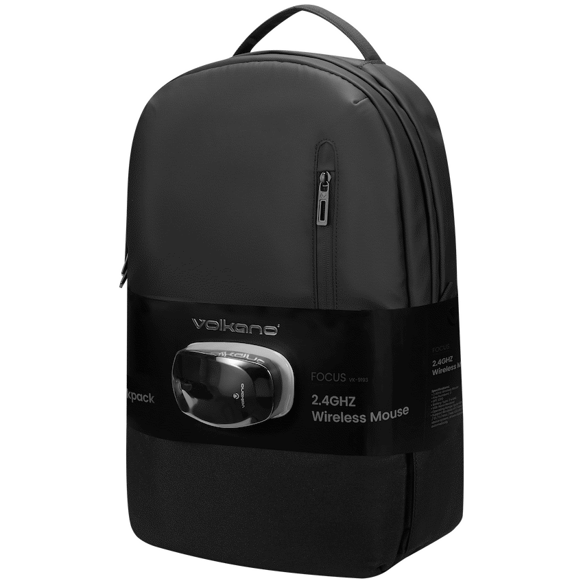 Volkano Focus Series 15.6" Laptop Backpack and Wireless Mouse | VK-9193-BK