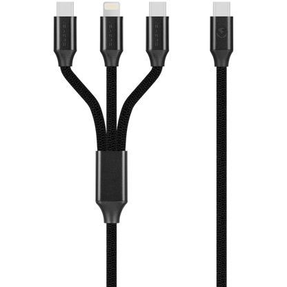 Volkano Weave Series 65w 3-in-1 Charge Cable - Black | VK-20237-BK