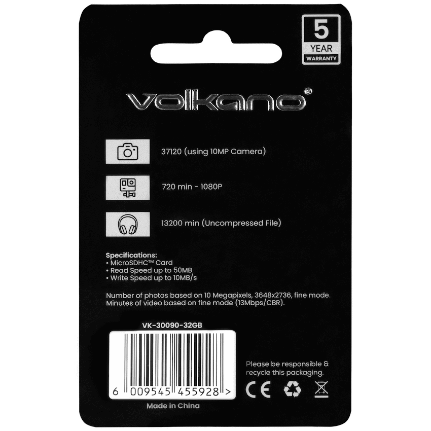 Volkano Micro Series Micro SD card 32GB - Class 10 | VK-30090-32GB