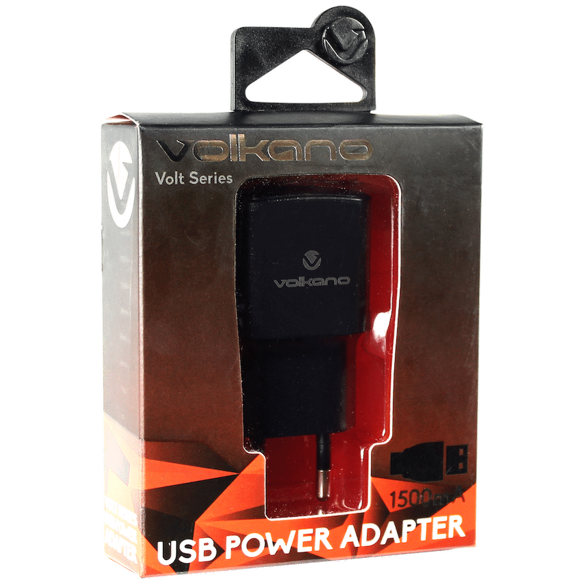Volkano Volt M Series 2a USB Wall Charger - Black with Micro USB | VK-5002-BK