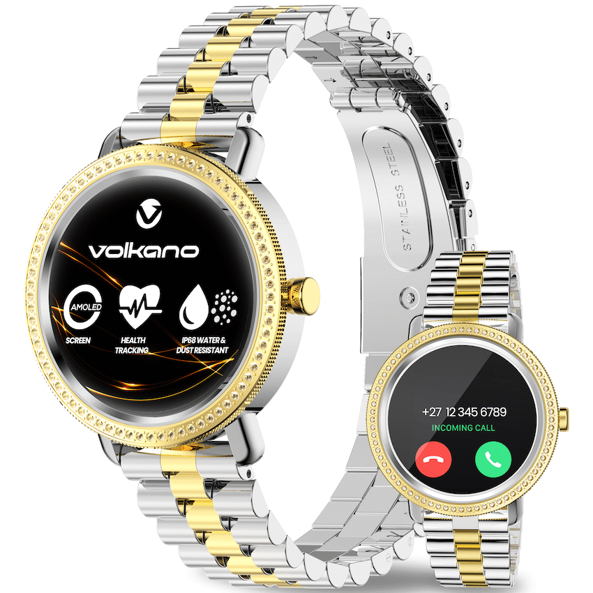 Volkano Ayla Collection Jewelled Smartwatch With 2 Colour Metal link strap | VAC6-5107-GDSL