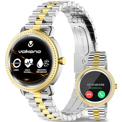 Volkano Ayla Collection Jewelled Smartwatch With 2 Colour Metal link strap | VAC6-5107-GDSL