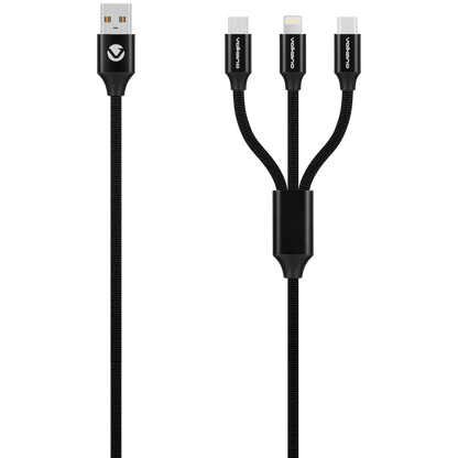 Volkano On the Go 3-in-1 Braided Cable | VK-PDQ004-BK