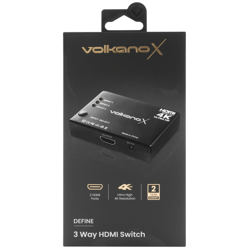 VolkanoX Define Series HDMI Switch 3-Way | VK-20211-BK