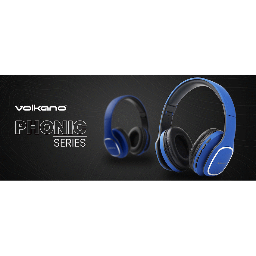 Volkano Phonic Series Bluetooth Full Size Headphones - Blue | VK-2002-BL