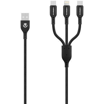 Volkano On-the-Go 3-in-1 Braided Cable | VK-PDQ103-BK