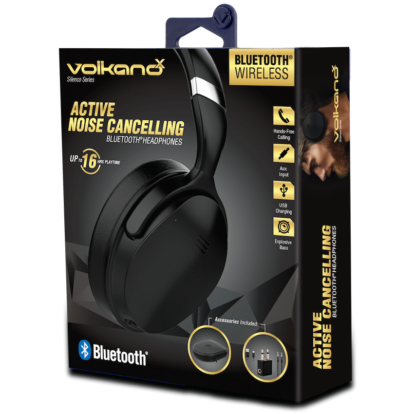 VolkanoX Silenco Series Active Noise-Cancelling Bluetooth Headphones - Black | VK-2003-BK