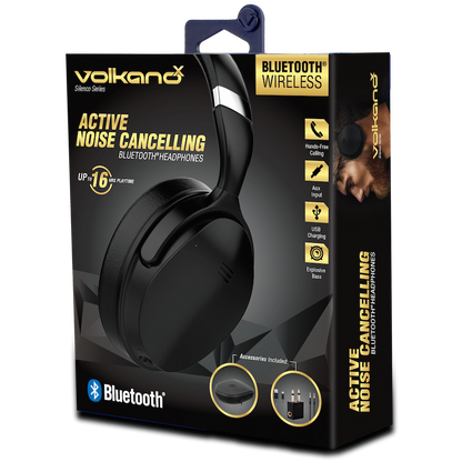 VolkanoX Silenco Series Active Noise-Cancelling Bluetooth Headphones - Black | VK-2003-BK