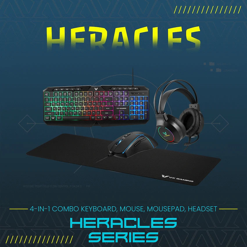 VX Gaming Heracles Series 4-in-1 Combo KB, Mouse, Mousepad, Headset | VX-147-BK[V3]