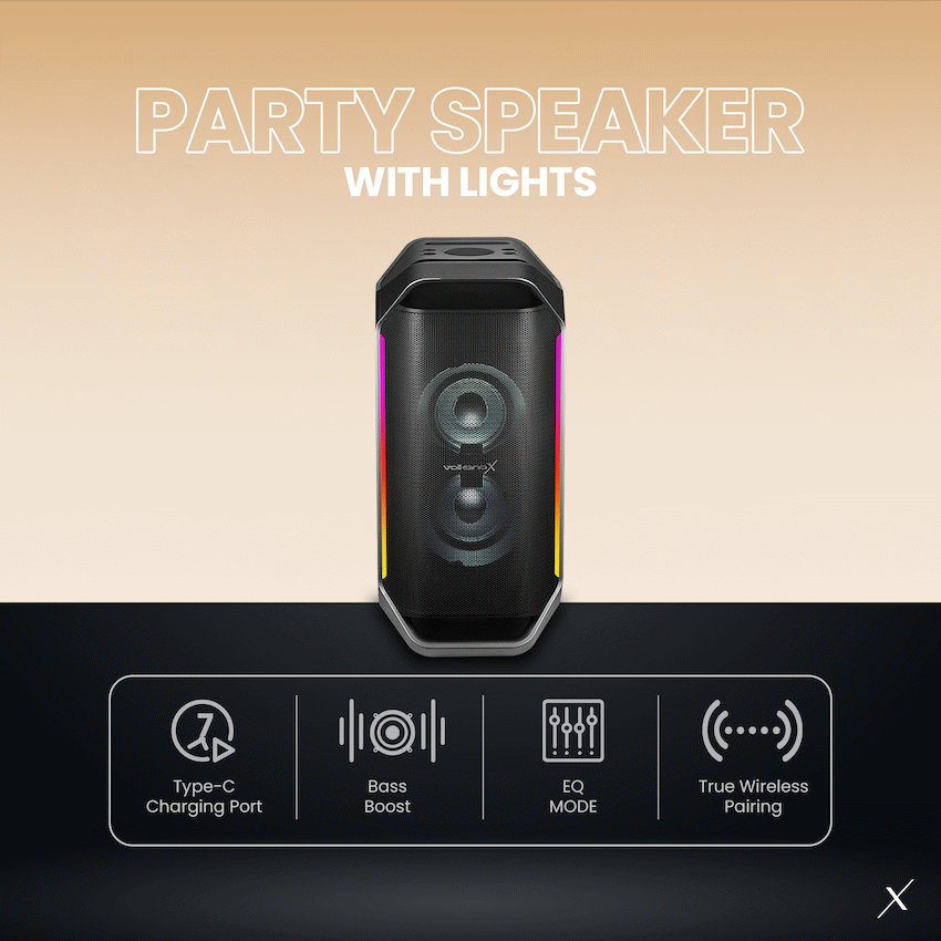 VolkanoX Thermix Series Party Speaker | VKX-3907-D65-BK