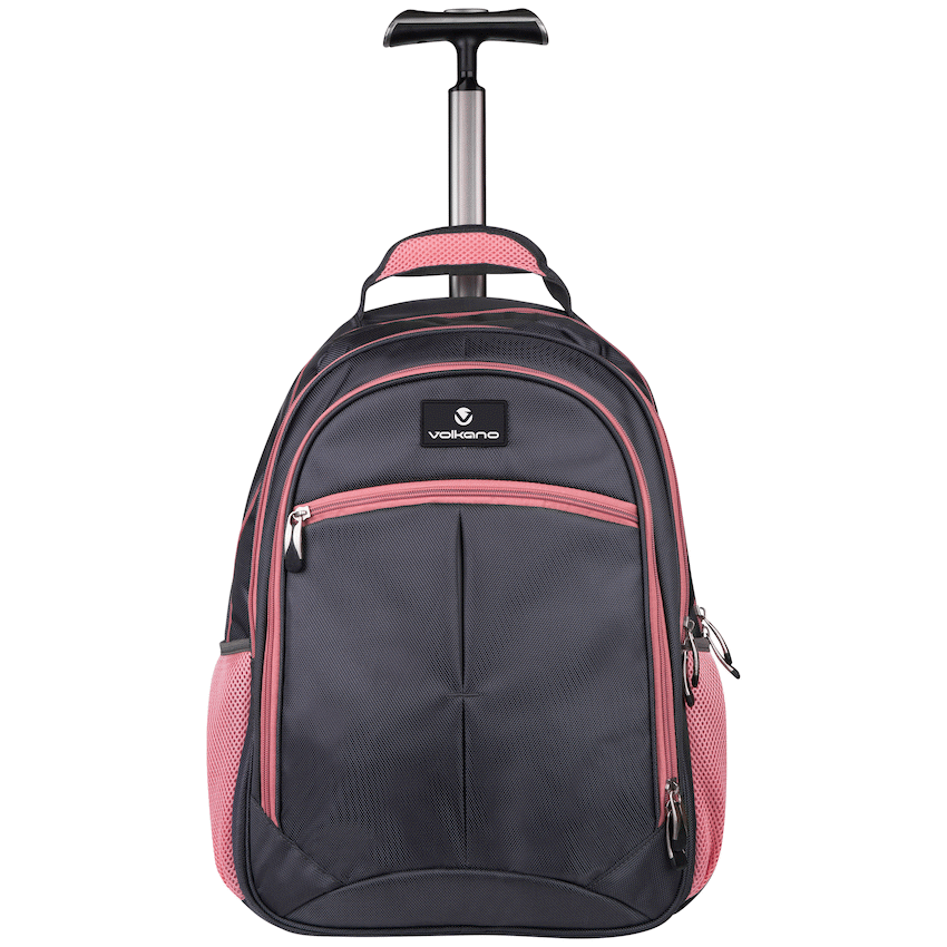 Volkano Orthopaedic Trolley Backpack 27L - Dark Grey/Pink | VK-7094-DGRPK