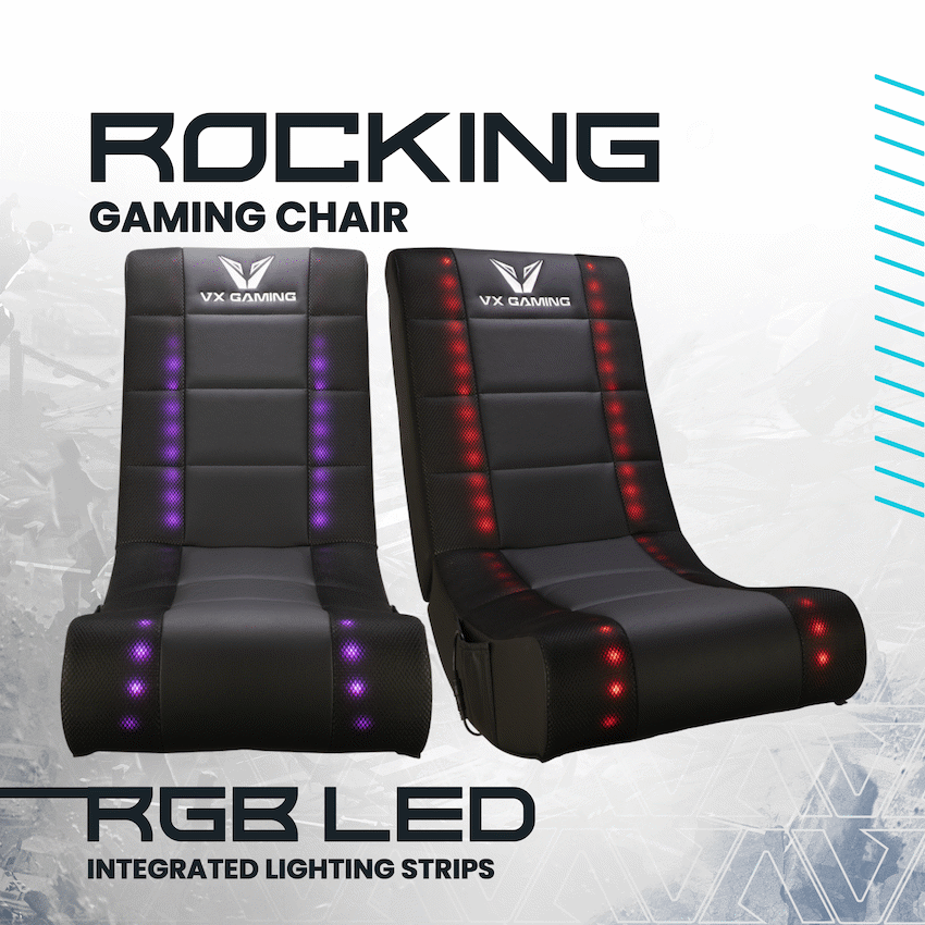 VX Gaming Electra Series Rocking Gaming Chair with LED lights | VX-193-LED-CF