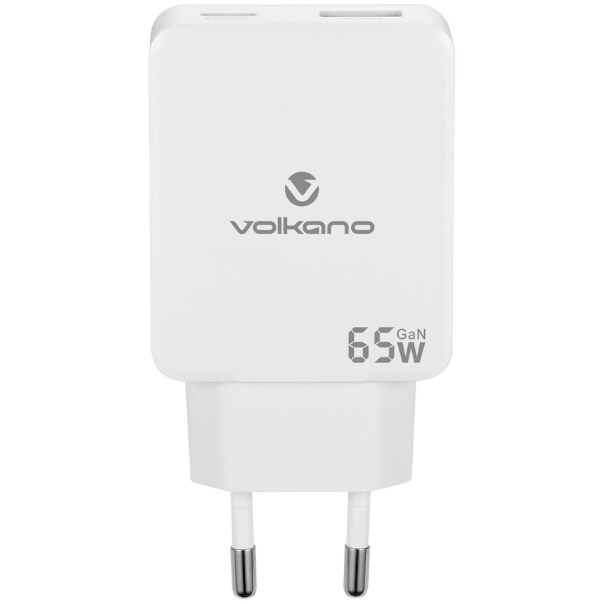 Volkano Potent Duo series 65W Dual USB and USB-C PD Compact Wall Charger | VK-8055-WT[V2]