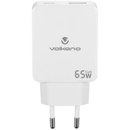 Volkano Potent Duo series 65W Dual USB and USB-C PD Compact Wall Charger | VK-8055-WT[V2]