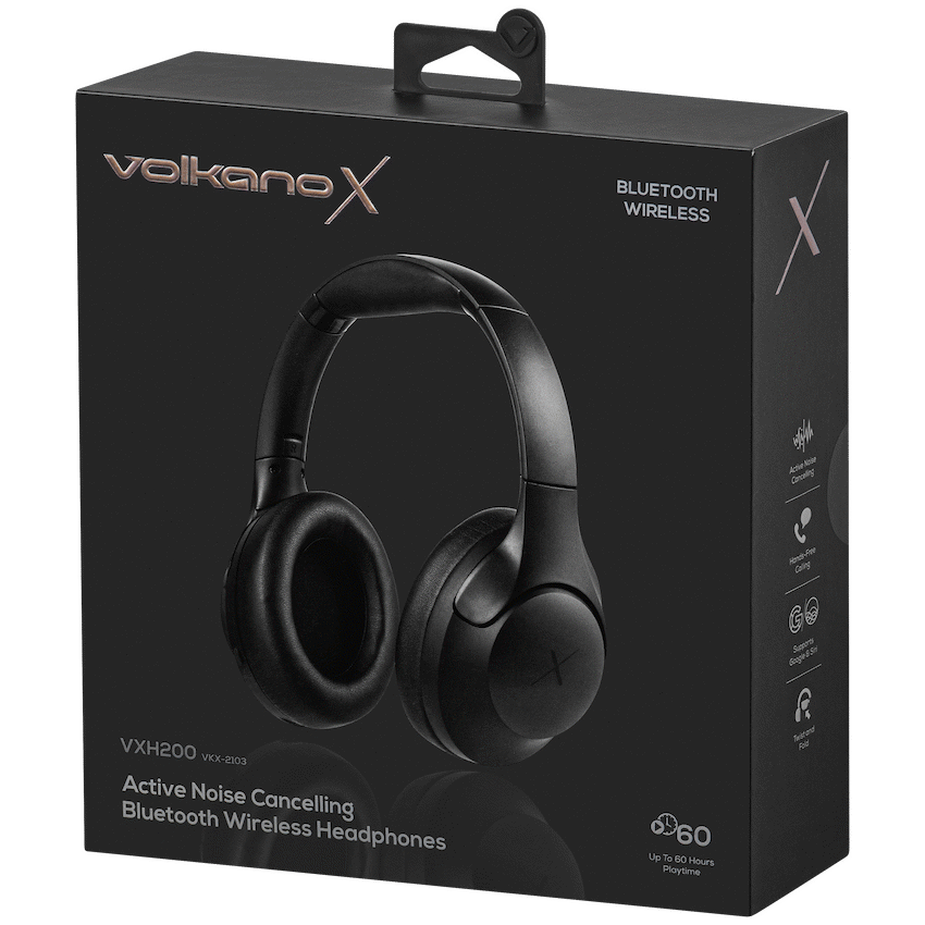 VolkanoX VXH200 Bluetooth Headphones with ANC - Black | VKX-2103-BK
