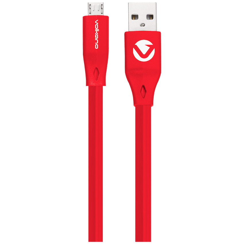 Volkano Slim Series Flat PVC Micro-USB Cable 1.2m - Red | VK-20082-RD