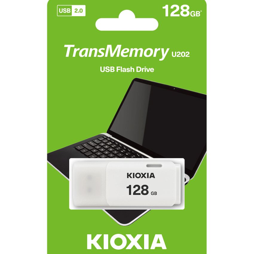 Kioxia TransMemory U202 128GB USB 2.0 Type-A Flash Drive (White) | LU202W128GG4