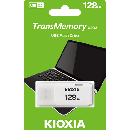 Kioxia TransMemory U202 128GB USB 2.0 Type-A Flash Drive (White) | LU202W128GG4