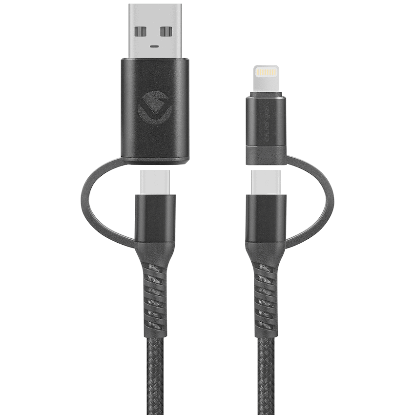 Volkano Weave Series 4-in-1 Charge & Data Cable 60w - 1.2m/4ft | VK-20170-BK
