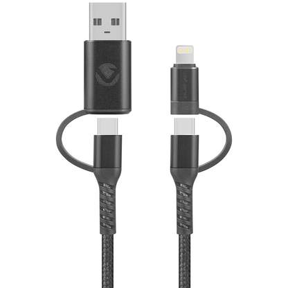 Volkano Weave Series 4-in-1 Charge & Data Cable 60w - 1.2m/4ft | VK-20170-BK