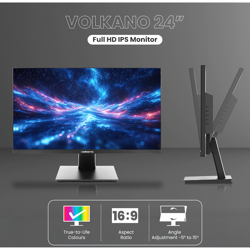 Volkano 24-inch Full HD IPS Monitor with HDMI/VGA, 100 Hz | VK-5602-BK