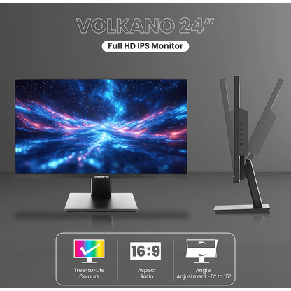 Volkano 24-inch Full HD IPS Monitor with HDMI/VGA, 100 Hz | VK-5602-BK